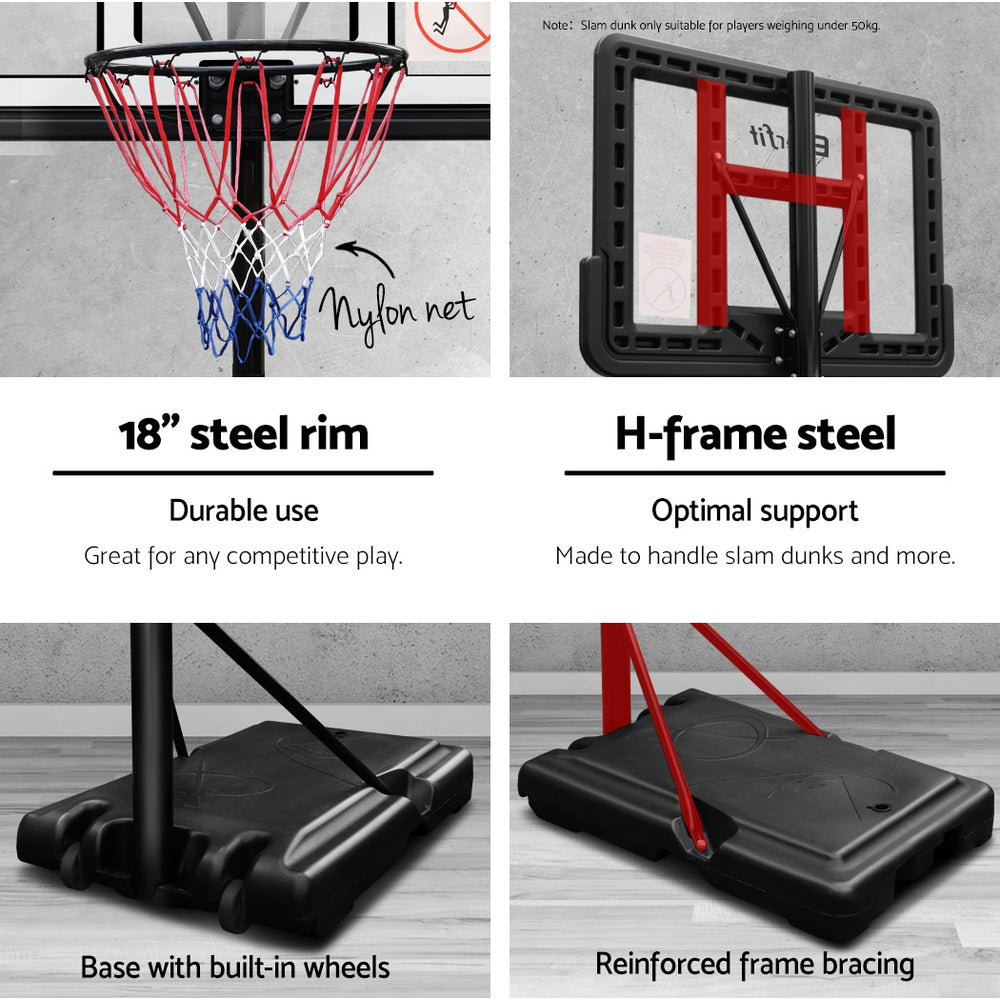 Everfit 3.05M Basketball Hoop Stand System Ring Portable Net Height Adjustable Blue-3