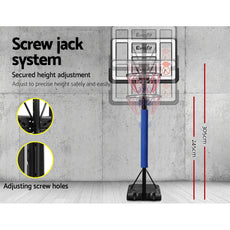 Everfit 3.05M Basketball Hoop Stand System Ring Portable Net Height Adjustable Blue-4