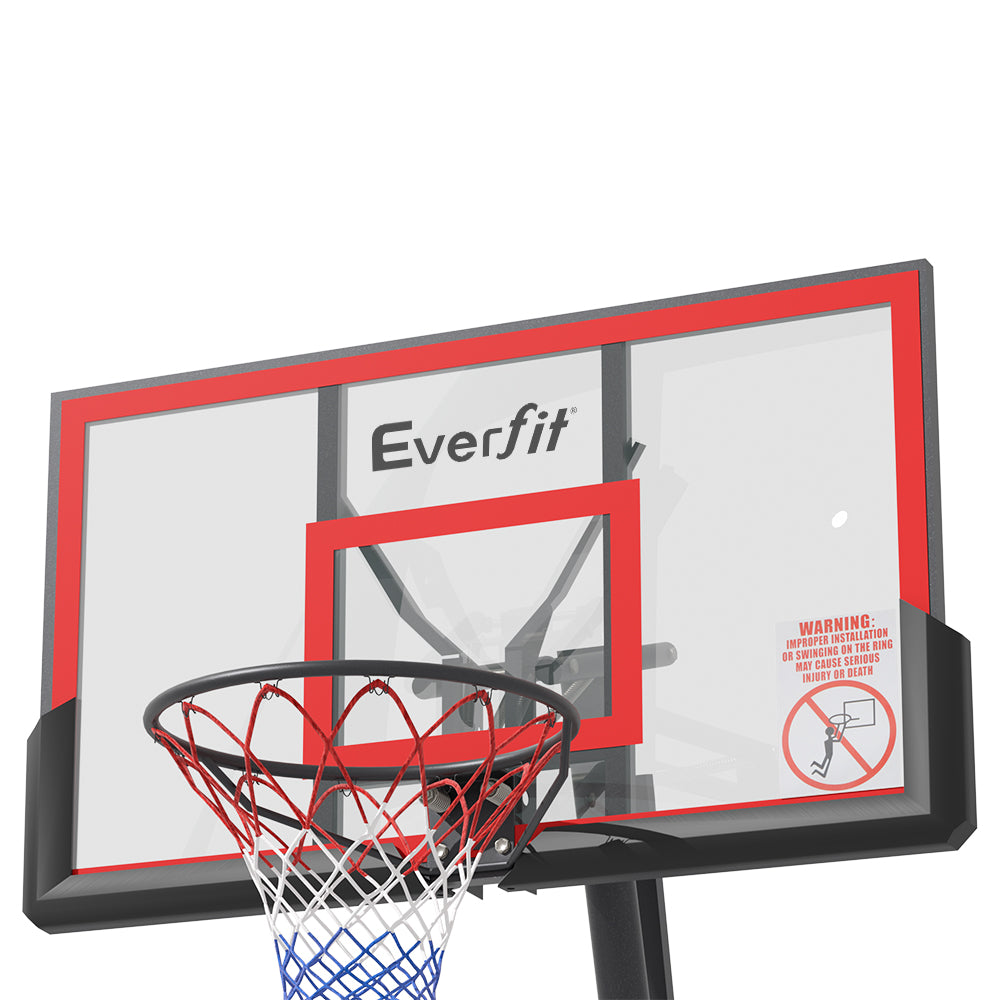 Everfit Portable Basketball Hoop Stand System Height Adjustable Net Ring Red-2