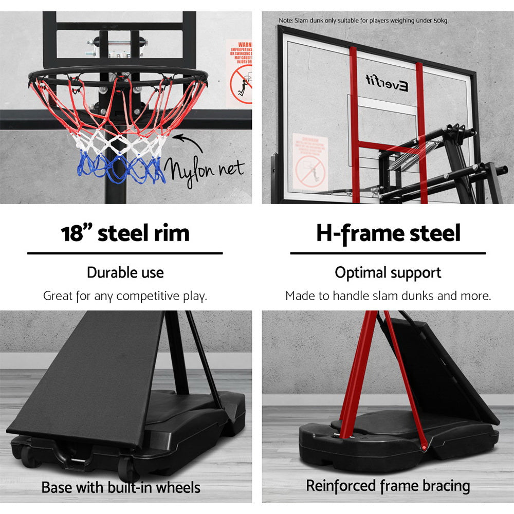 Everfit Pro Portable Basketball Stand System Ring Hoop Net Height Adjustable 3.05M-3