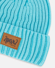 Solid Knit Hat Turquoise-2