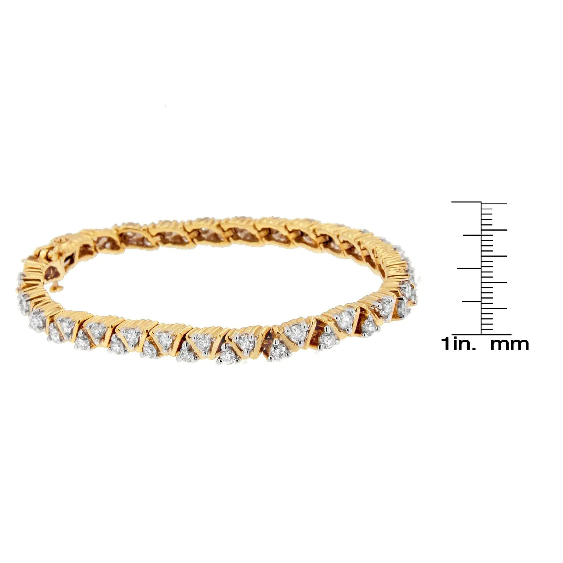 14K Yellow Gold Round-Cut Diamond Bracelet (4.00 cttw, H-I Color, I1-I2 Clarity) - Puritific