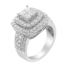 14KT White Gold Round and Princess Diamond Ring (2 1/4 cttw, H-I Color, SI1-SI2 Clarity) - Puritific