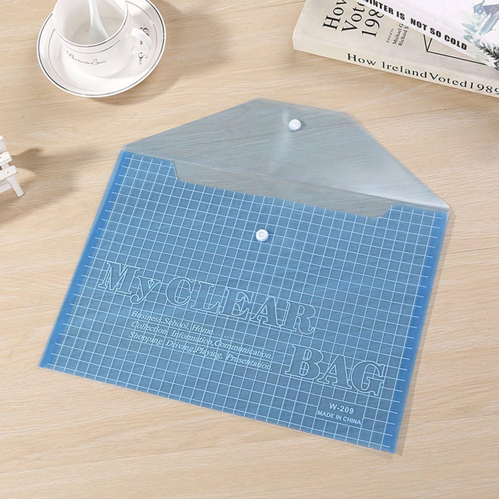 Plastic Waterproof Document Holder File Snap Button Closure Bag ~5282-0