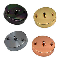 Round Metal 100mm Single Outlet Ceiling Rose Kit with 10mm Holes and Fixing Plate~2912-1