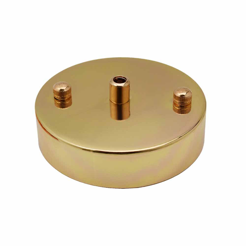 Round Metal 100mm Single Outlet Ceiling Rose Kit with 10mm Holes and Fixing Plate~2912-7