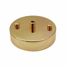 Round Metal 100mm Single Outlet Ceiling Rose Kit with 10mm Holes and Fixing Plate~2912-7