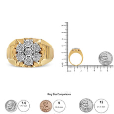 14K Yellow Gold Plated .925 Sterling Silver 1/3 Cttw Miracle-Set Floral Diamond Cluster Ring (I-J Color, I1-I2 Clarity) - Puritific