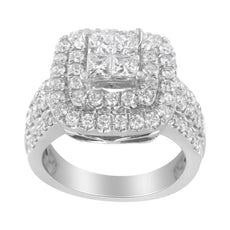 14KT White Gold Round and Princess Diamond Ring (2 1/4 cttw, H-I Color, SI1-SI2 Clarity) - Puritific