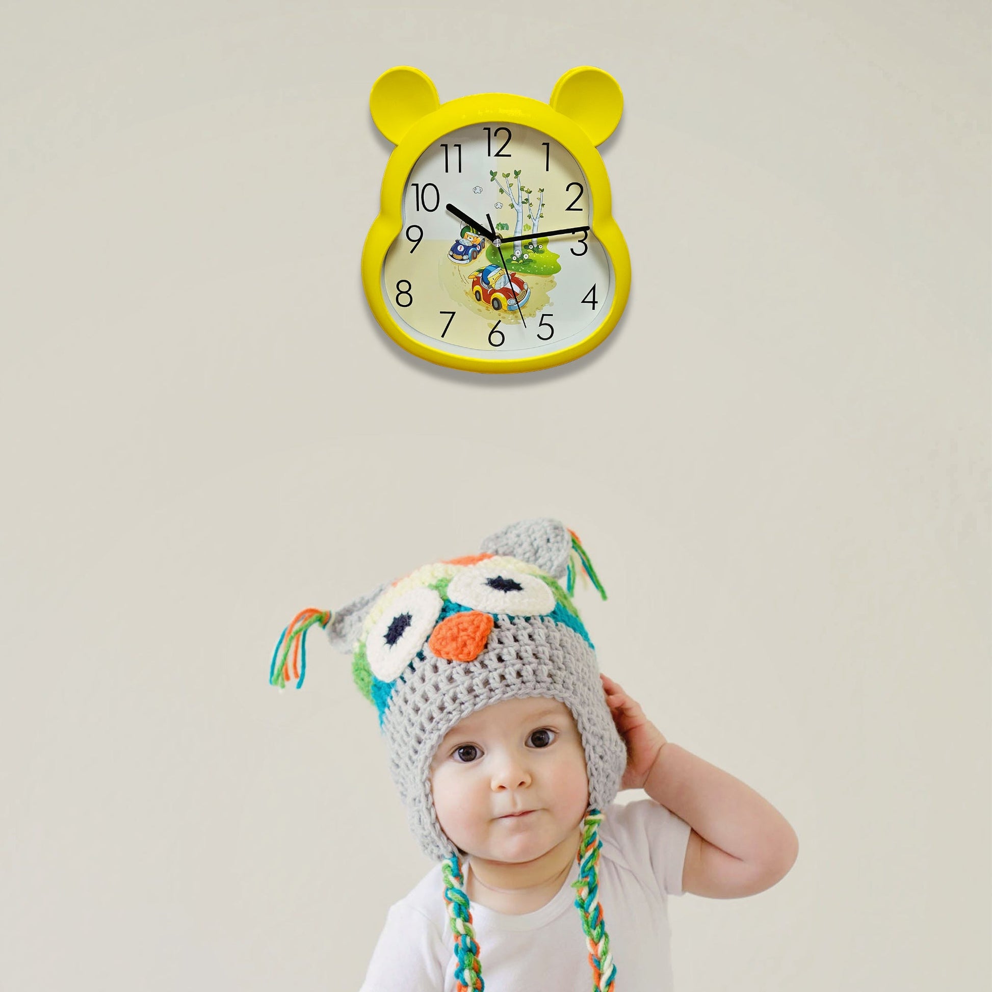 Bear Shaped Wall Clock for Children's Room with Quartz Movement~5169-1