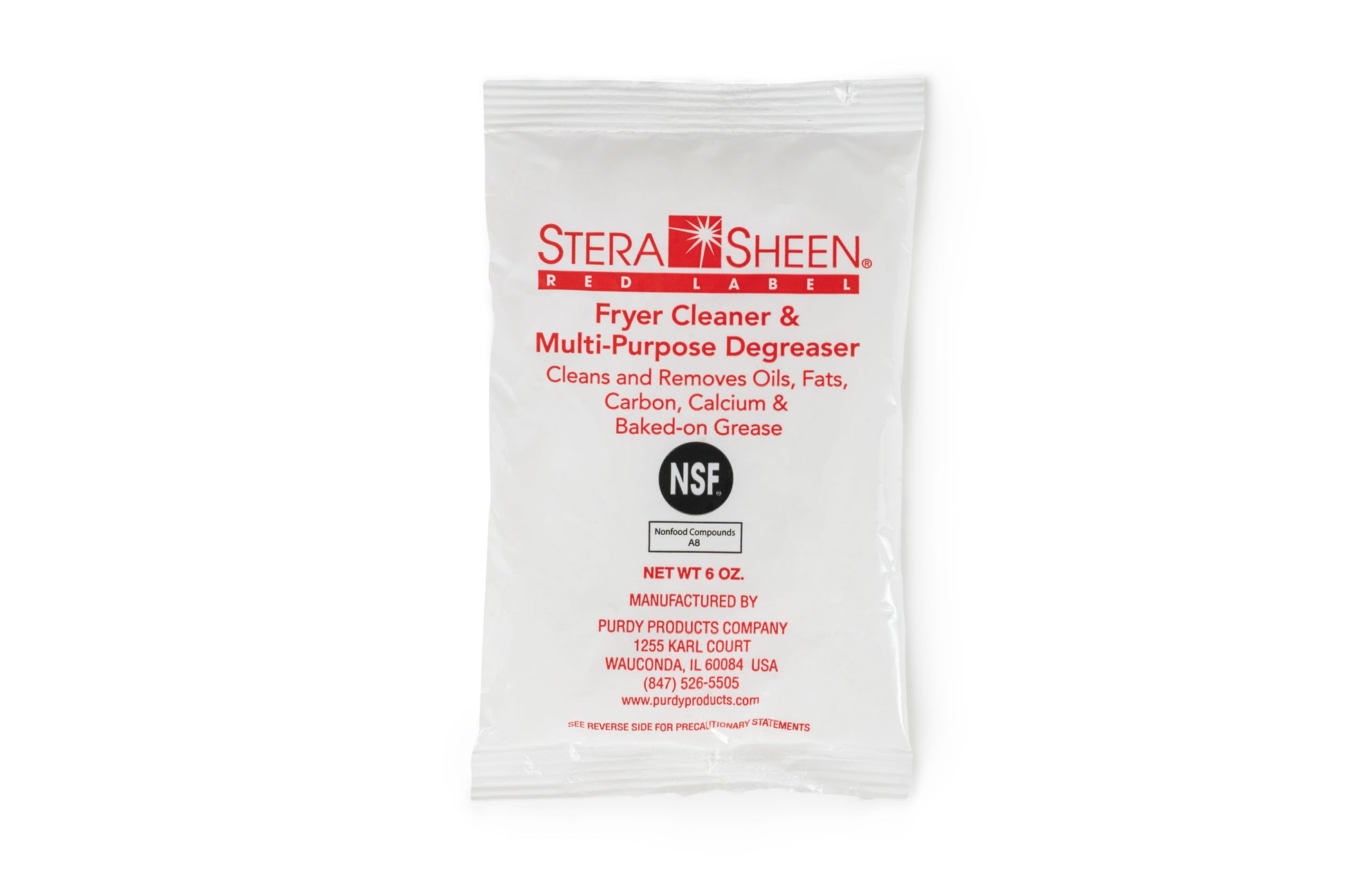 Stera-Sheen Red Label Fryer Cleaner & Multi-Purpose Degreaser, Easy Use Portion Packets, FG RED246 by Purdy Products, Case of 24 x 6 oz packets-1