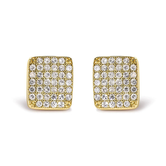 14K Yellow Gold 1/2 Cttw Diamond Square Shaped Composite Cluster Stud Earrings (I-J Color, I1-I2 Clarity) - Puritific