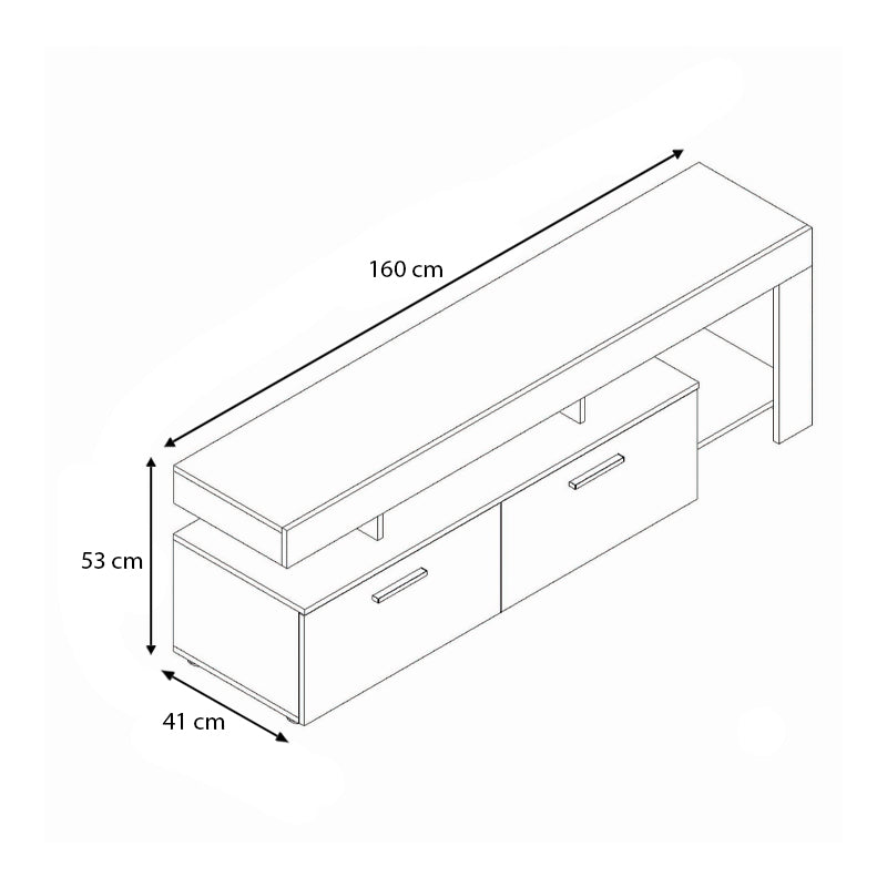 TV Stand LARA Oak - White 160x41x53cm-2