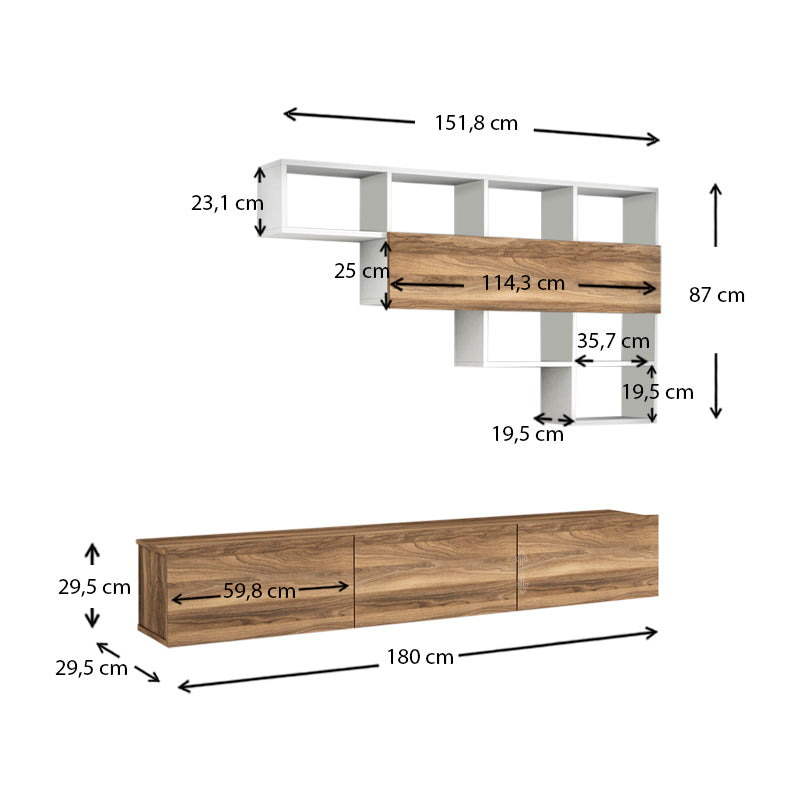 TV Furniture Set CLAUDIA White 180x29,5x29,5cm-4