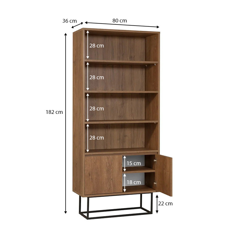 Bookcase RAMIREZ Walnut 80x36x182cm-4