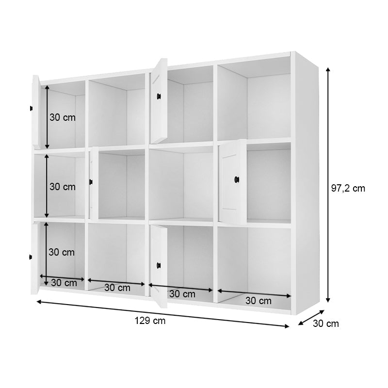 Bookcase NICO White 129x30x97,2cm-4