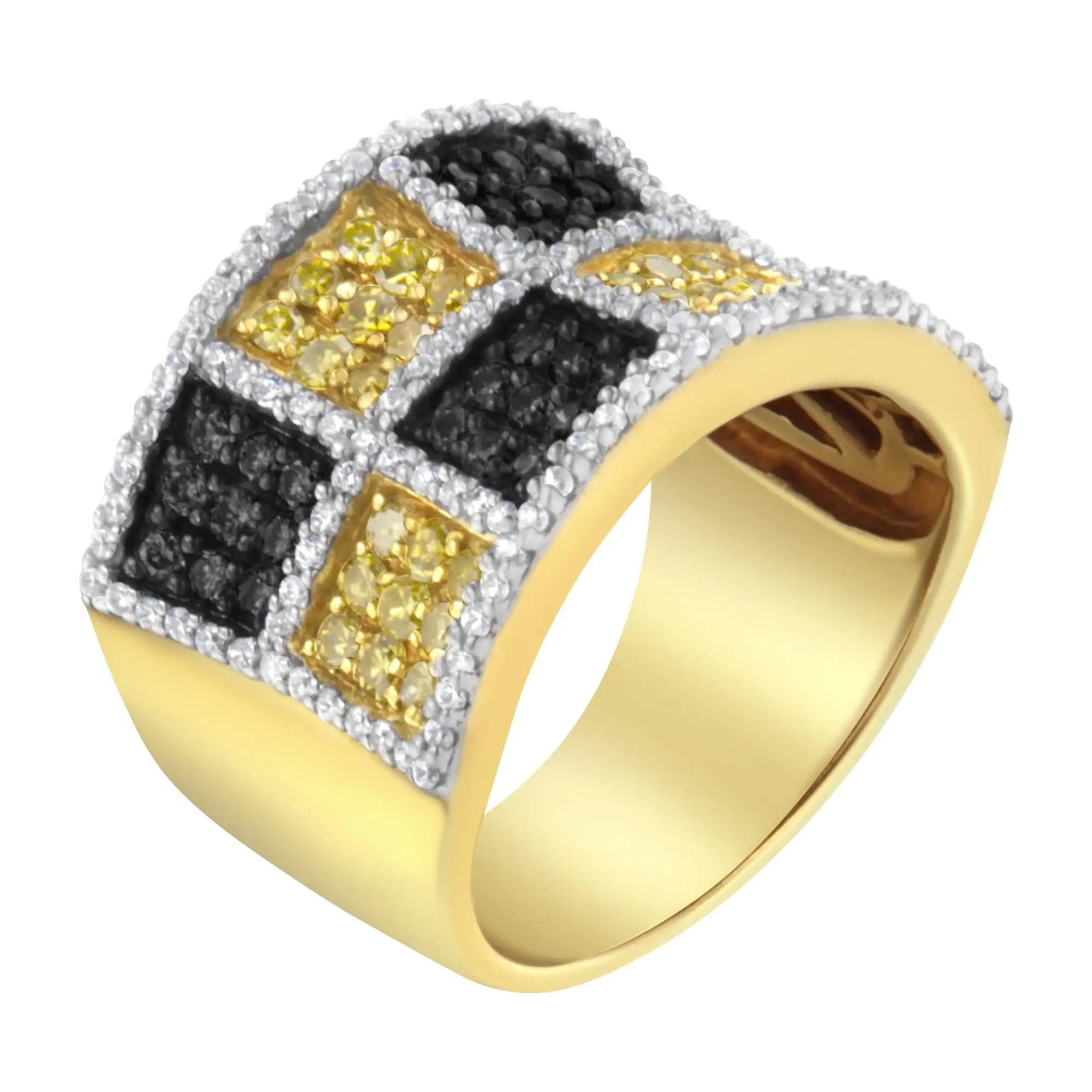 14KT Yellow Gold Champagne, Yellow and Round Diamond Band Ring (1 1/2 cttw, H-I Color, I1-I2 Clarity) - Puritific