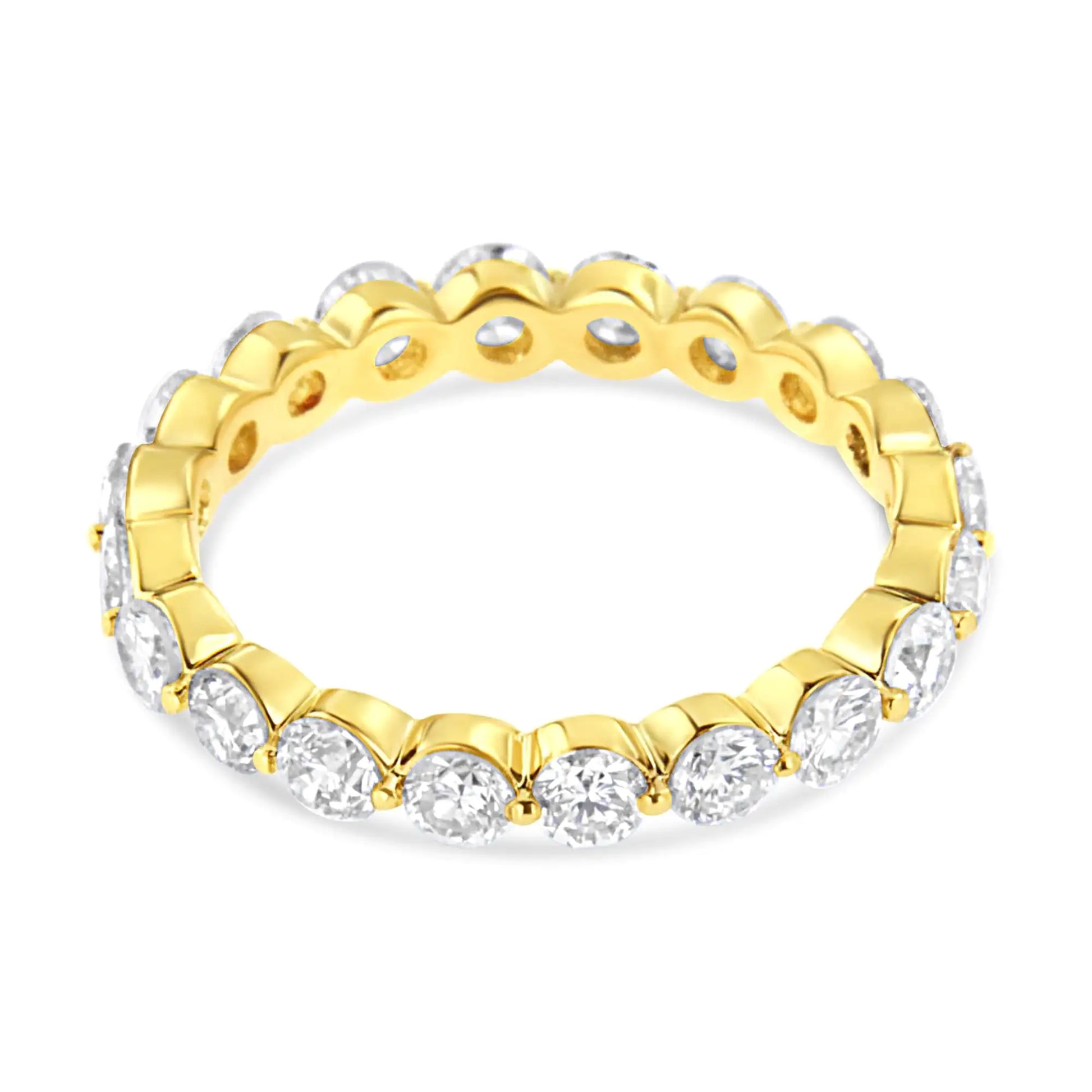 14K Yellow Gold 2.0 Cttw 2 Prong Set Diamond Eternity Band Ring (SI1-SI2 Clarity, I-J Color) - Puritific