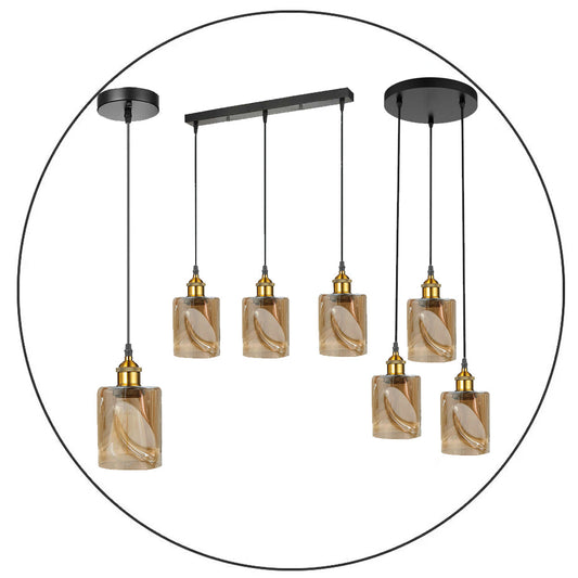 Vintage Industrial Retro Pendant Light Suspended Ceiling Lights Style Glass Lamp Shade~2054-0