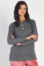 Flannel Button-Up Trim Detail Long Sleeve Top