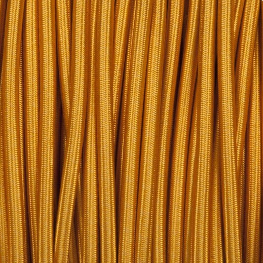 5m 3 core Round Vintage Braided Fabric Gold Cable Flex 0.75mm~4679-0