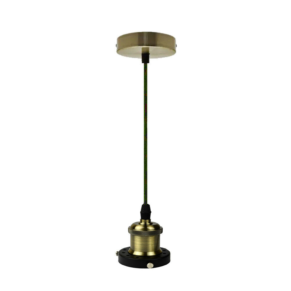 Vintage Green Brass Pendant Lamp Set~3258-0