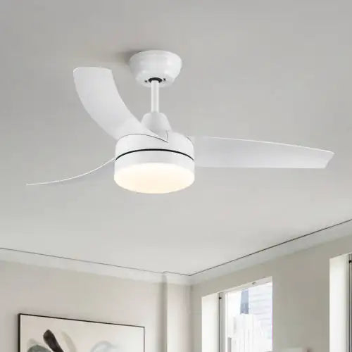 42 Inch Indoor White Ceiling Fan With LED Light