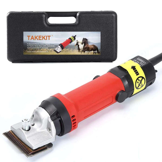 TAKEKIT Horse Clippers Professional Electric Animal Grooming Kit for Horse Equine Goat Pony Cattle and Large Thick Coat Animals 6 Speeds Large Heavy Duty Farm Livestock Haircut Trimmer 380W