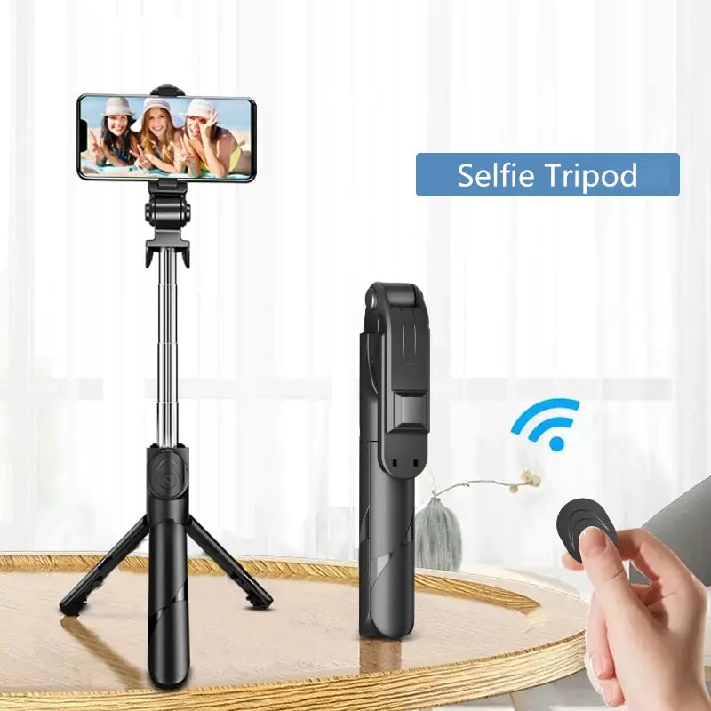 Wireless Selfie Stick Mini Tripod Extendable Monopod with fill light - Puritific