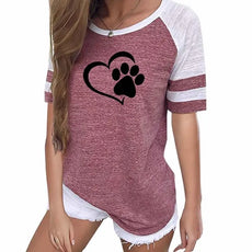 Dog Paw Print T-shirt Top for Woman - Puritific