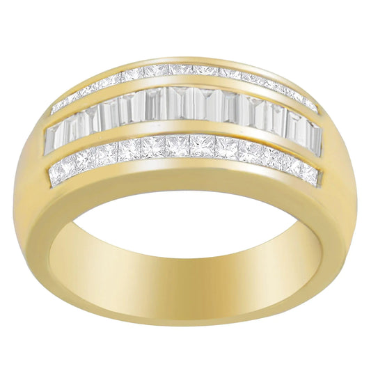 14K Yellow Gold 1ct. TDW Princess and Baguette-Cut Diamond Ring(H-I, SI1-SI2) - Puritific