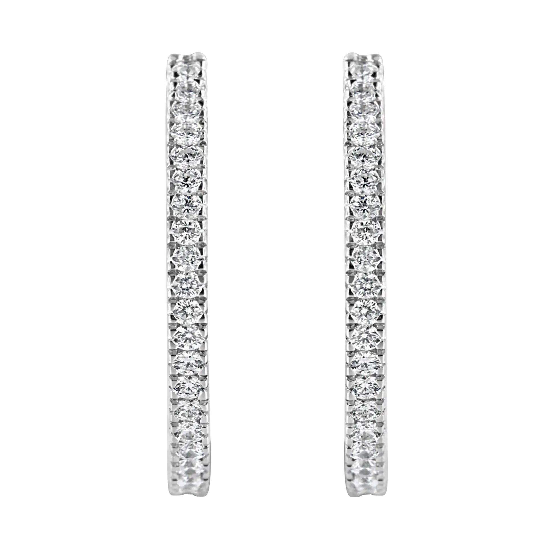 14KT White Gold 1 cttw Diamond Hoop Earrings (H-I, I1-I2) - Puritific