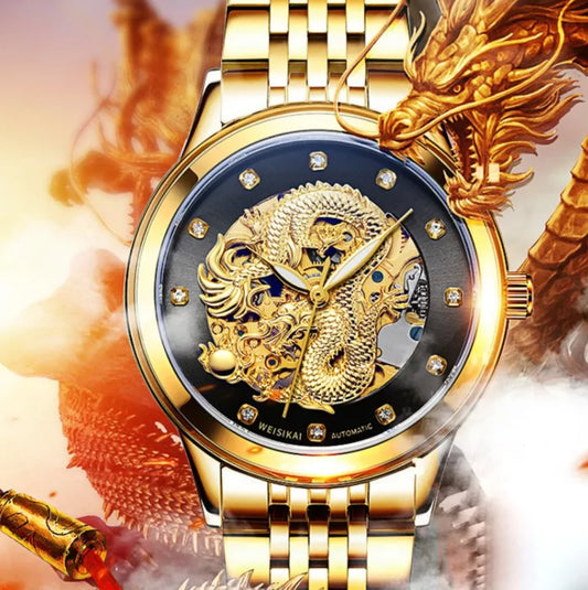 Golden Dragon Carved Automatic Mechanical Watch - Puritific