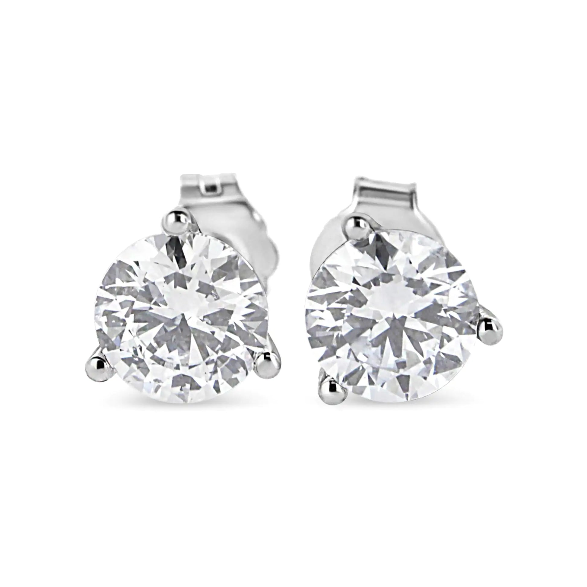 14K White Gold 2.0 Cttw 3-Prong Martini Set Brilliant Round-Cut Solitaire Lab Grown Diamond Screwback Stud Earrings (F-G Color, VS2-SI1 Clarity) - Puritific