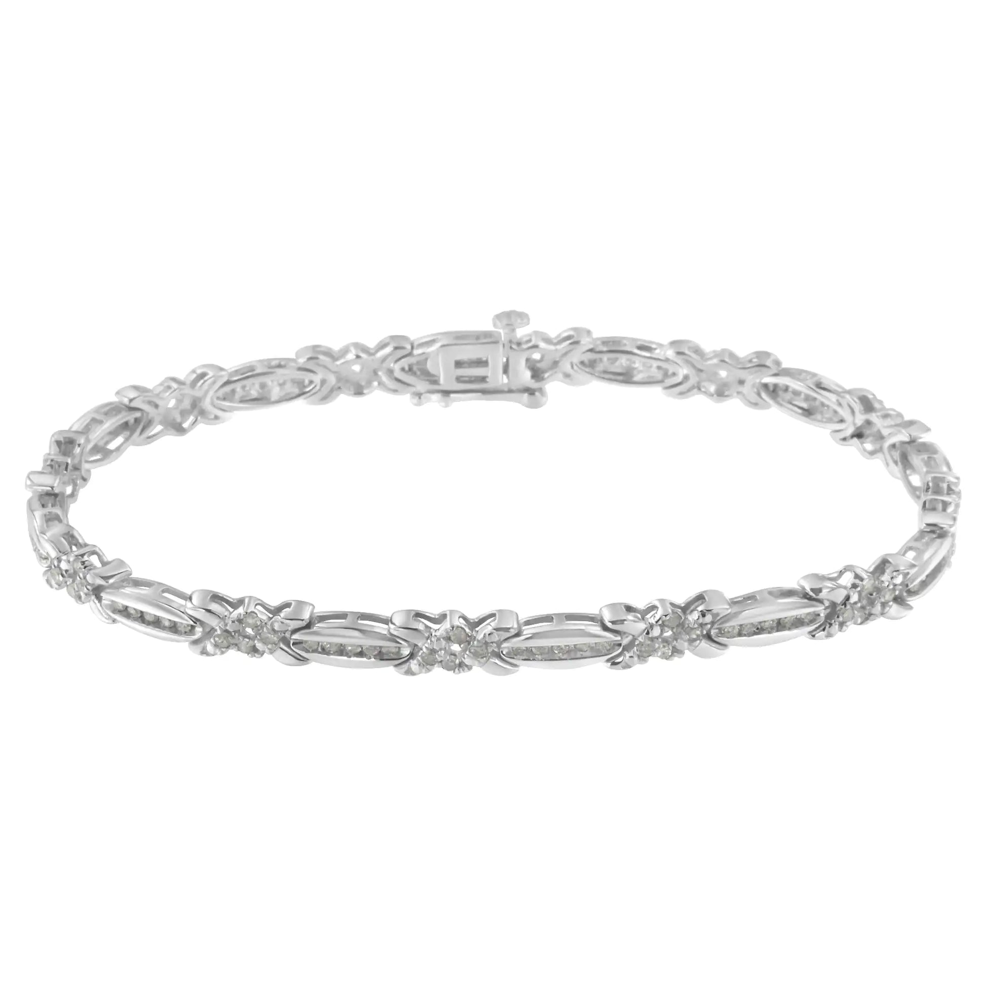 Sterling Silver Diamond X-Link Tennis Bracelet (1 cttw, I-J Color, I3 Clarity) - Puritific