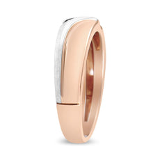 10K White and Rose Gold 1/10 Cttw 3-Stone Tension Slant Band Matte Finish Ring for Men (I-J Color, I2-I3 Clarity) - Puritific