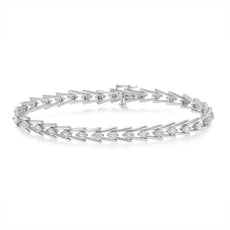 Sterling Silver Diamond Wave-Style Link Bracelet (0.5 cttw, I-J Color, I3 Clarity) - Puritific