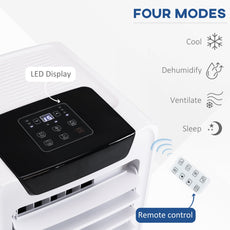 10000 BTU Mobile Portable Air Conditioner Cooling Dehumidifying Ventilating Ac Unit w/ Remote Controller, LED Display, Timer, White-4