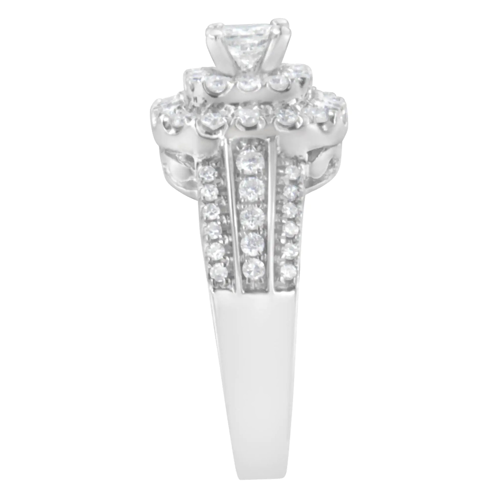 14KT White Gold Diamond Cluster Ring (1 cttw, H-I Color, I1-I2 Clarity) - Puritific