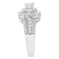 14KT White Gold Diamond Cluster Ring (1 cttw, H-I Color, I1-I2 Clarity) - Puritific