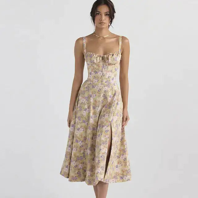 Summer Floral A-line Dress - Puritific