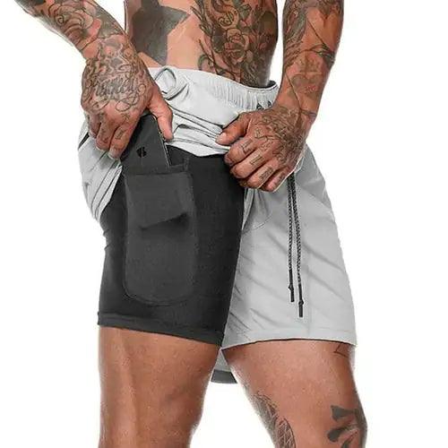 Men 2 in 1 Running Shorts Jogging Gym Fitness - Puritific