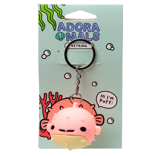 3D PVC Keyring - Adoramals Puff the Puffer Fish KEY278-0