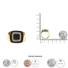 Men's 14K Yellow Gold Plated .925 Sterling Silver 3/4 Cttw White and Black Diamond Ring Band (Treated Black, I-J Color, I2-I3 Clarity) - Puritific