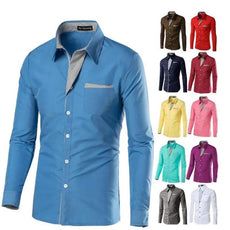 Full Sleeve Stripe Slim Fit Design Dress Shirts 14 Colors Size M-4XL - Puritific