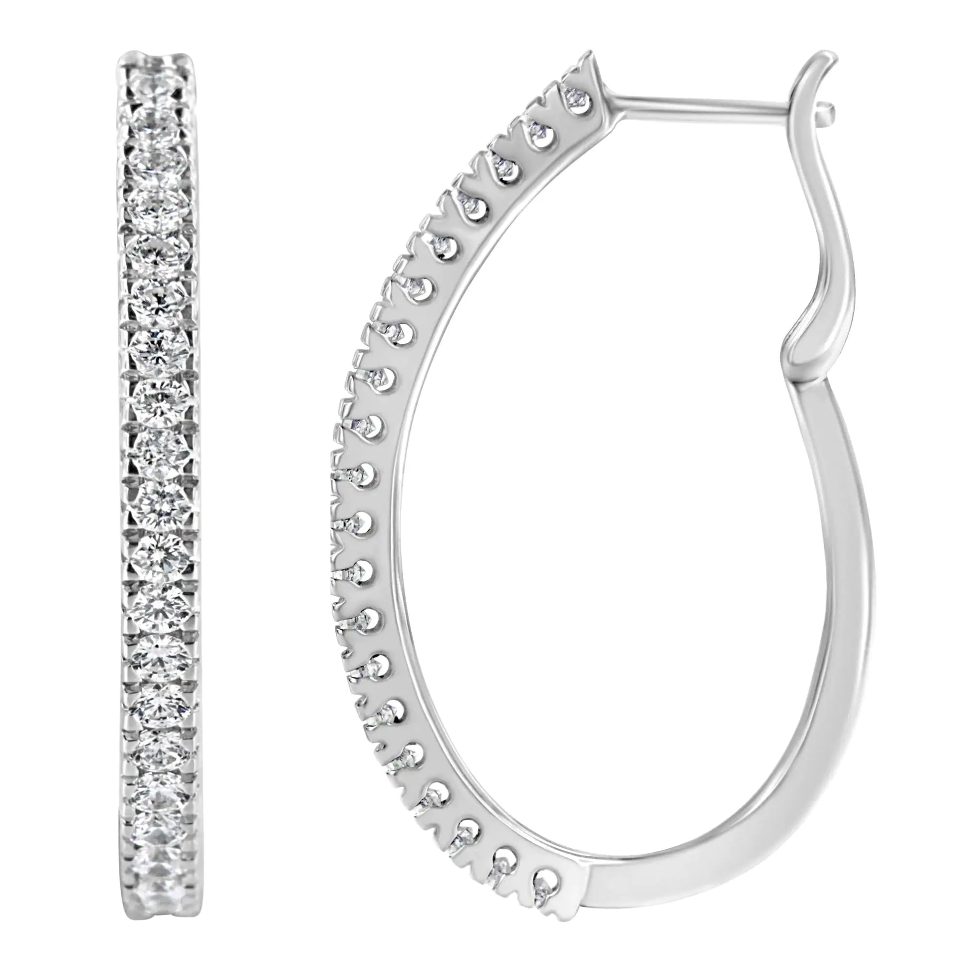 14KT White Gold 1 cttw Diamond Hoop Earrings (H-I, I1-I2) - Puritific