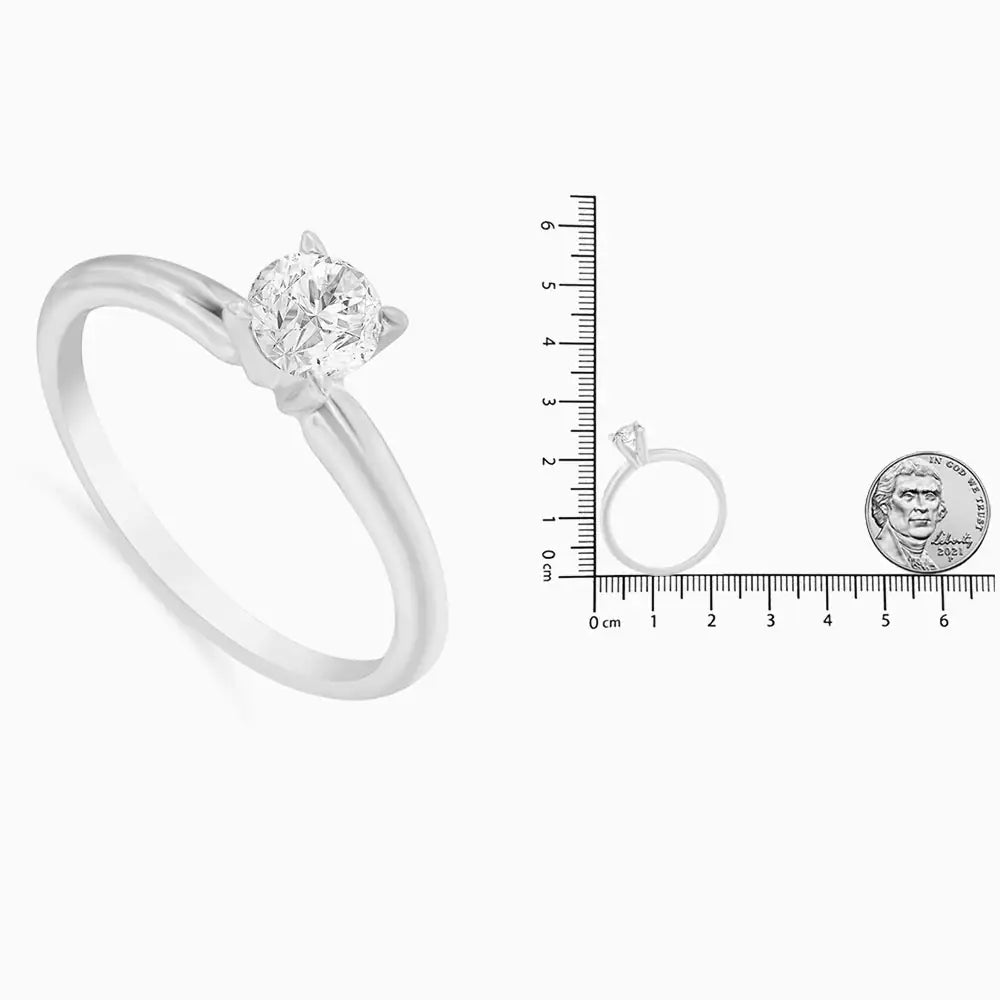 GIA Certified 14K Gold 1/2 Cttw Diamond Solitaire Engagement Ring (H Color, SI1 Clarity) - Puritific