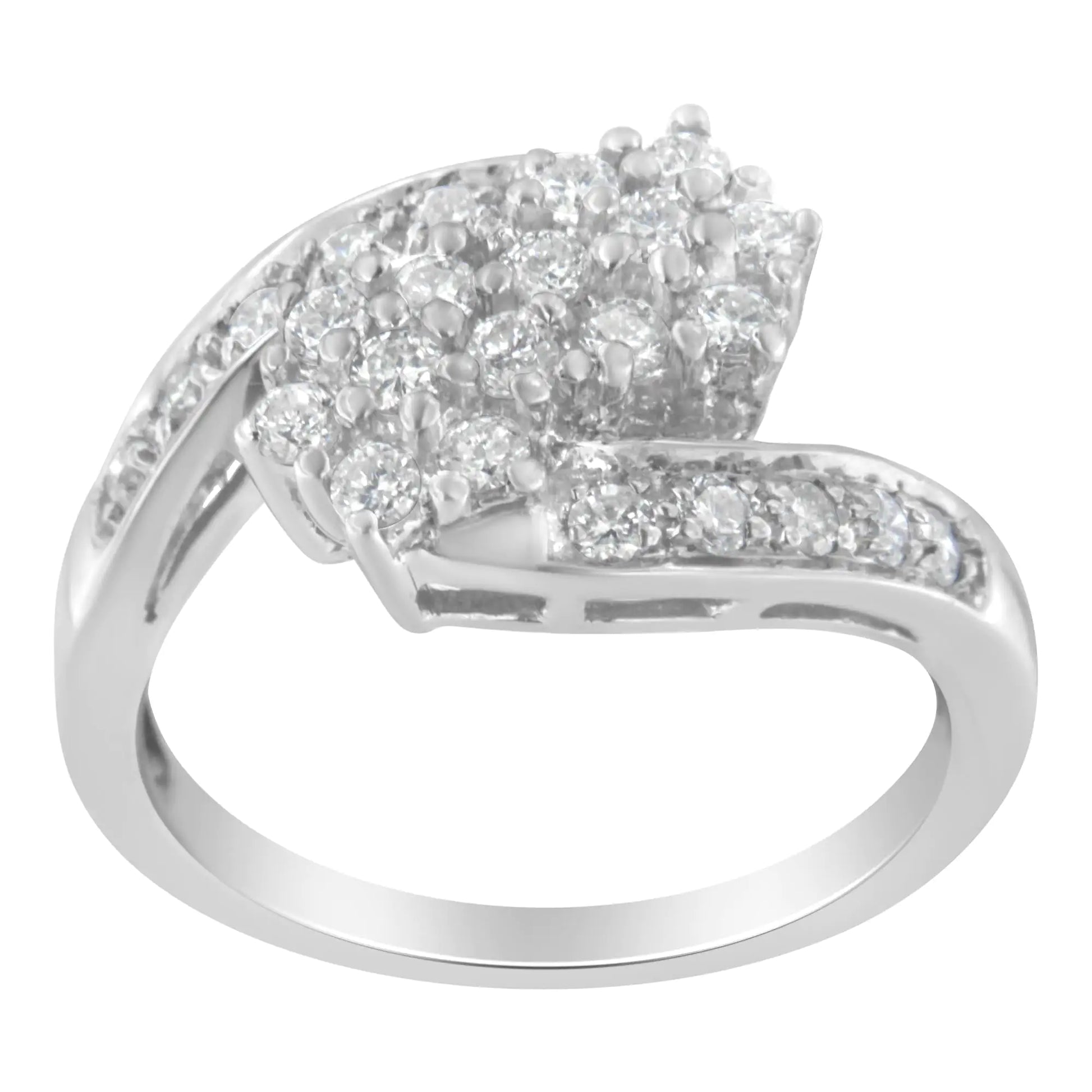 14KT White Gold Diamond Cluster Ring Band (7/8 cttw, H-I Color, I1-I2 Clarity) - Puritific