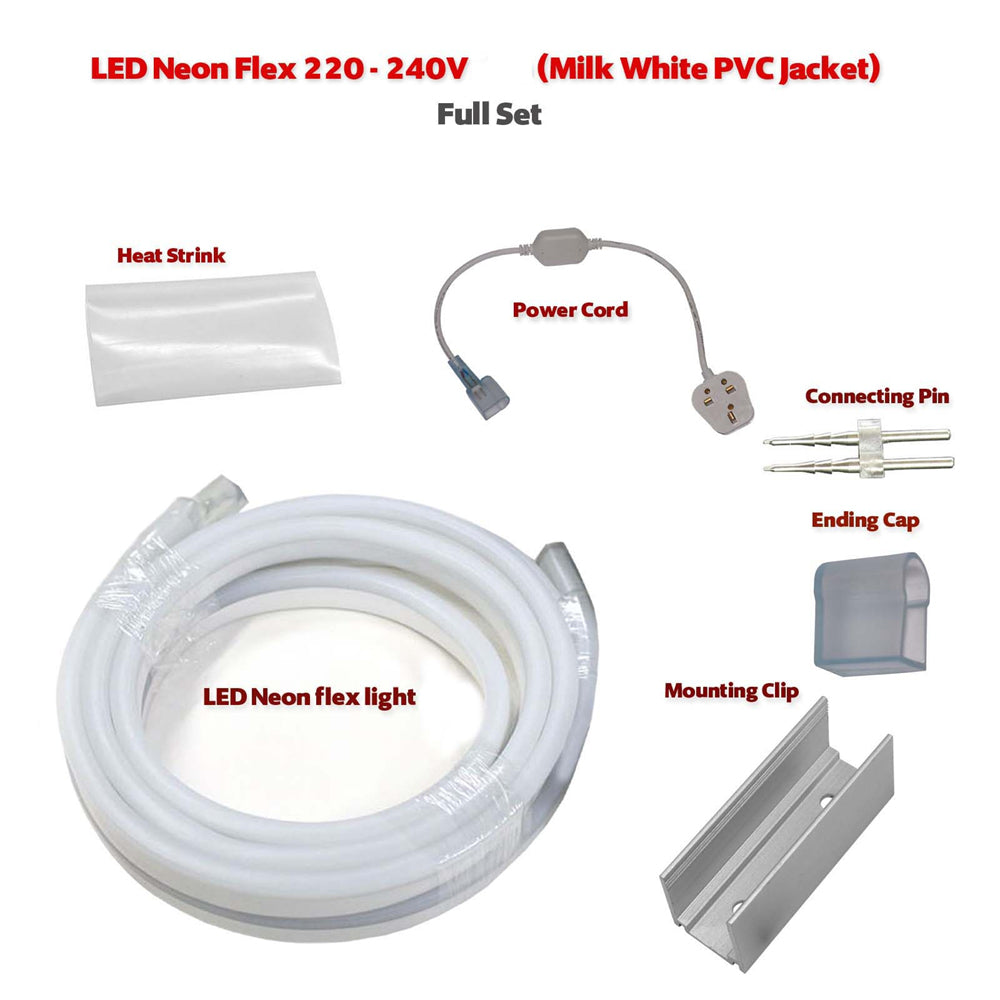 White 12V 5M LED Strip Neon Flex Rope Glow Light Waterproof Flexible Outdoor Lighting~2872-4