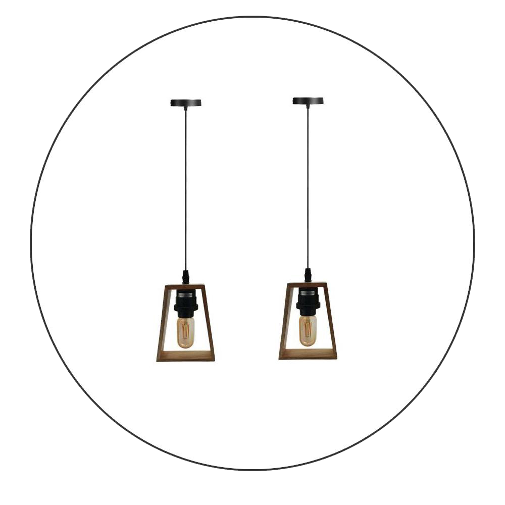 2 Pack Modern Ceiling Pendant Light Fitting Wood Style Pendant Light Kit~2304-0